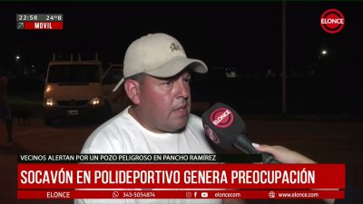 Socav&oacute;n en polideportivo de Barrio Pancho Ram&iacute;rez genera preocupaci&oacute;n